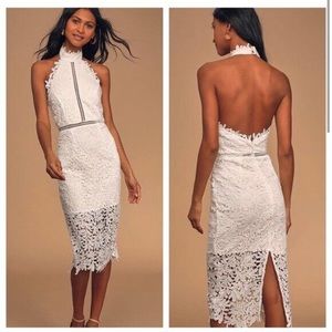 Lulu’s White Lace Backless Dress- Small